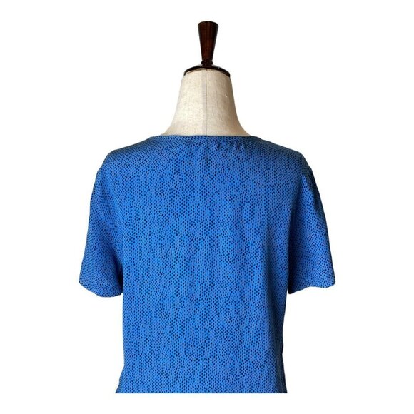 Equipment Blue And Black Dotted Silk Short Sleeve Crew Neck Blouse Size XS - Picture 4 of 8